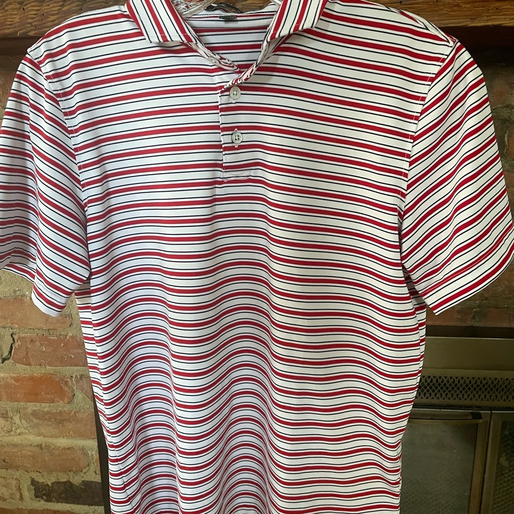 Striped Red and White Men's Polo Shirt